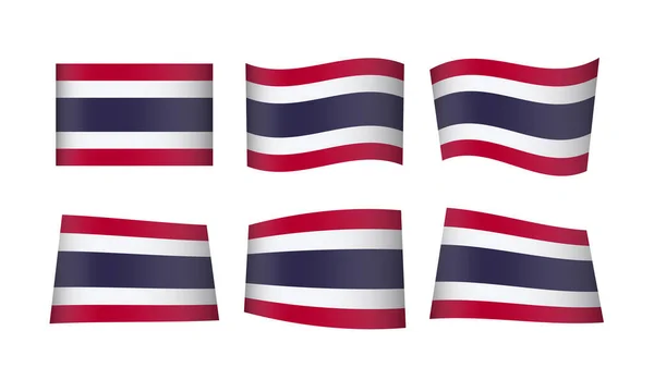 Ilustração Vetorial Conjunto Bandeiras Tailândia — Vetor de Stock