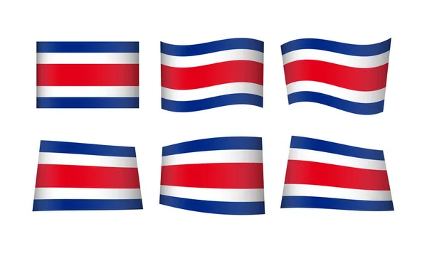 Ilustração Vetorial Conjunto Bandeiras Costa Rica — Vetor de Stock
