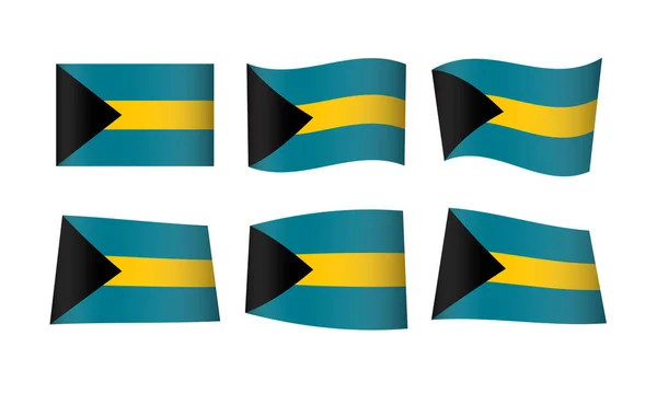 Illustrazione Vettoriale Insieme Bandiere Delle Bahamas — Vettoriale Stock
