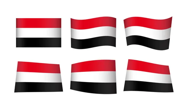 Ilustração Vetorial Conjunto Bandeiras Iêmen — Vetor de Stock
