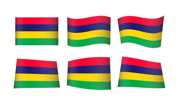Vector Illustration Set Flags Mauritius — Stock Vector