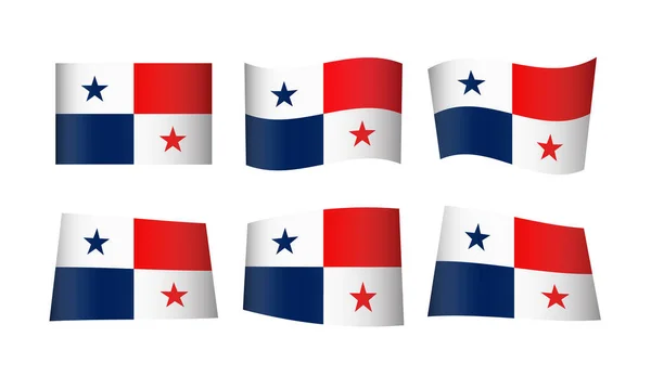 Vektör Illüstrasyonu Panama Bayrakları Kümesi — Stok Vektör