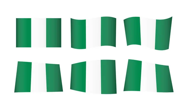 Illustrazione Vettoriale Insieme Bandiere Della Nigeria — Vettoriale Stock