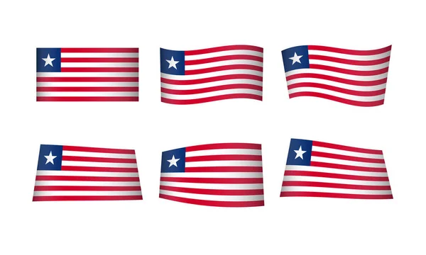 Ilustración Vectorial Conjunto Banderas Liberia — Vector de stock