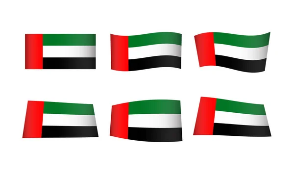 Ilustración Vectorial Conjunto Banderas Emiratos Árabes Unidos — Vector de stock