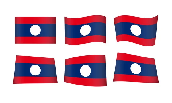 Ilustração Vetorial Conjunto Bandeiras Laos — Vetor de Stock