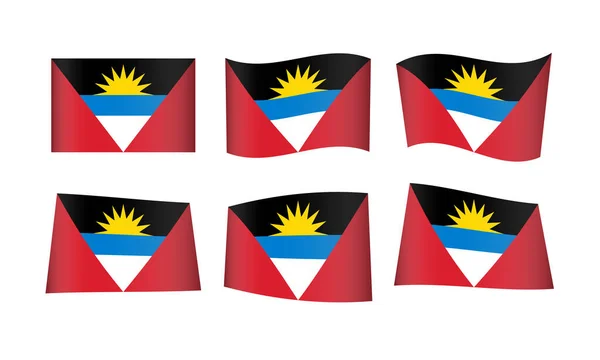 Vectorillustratie Set Vlaggen Van Antigua Barbuda — Stockvector