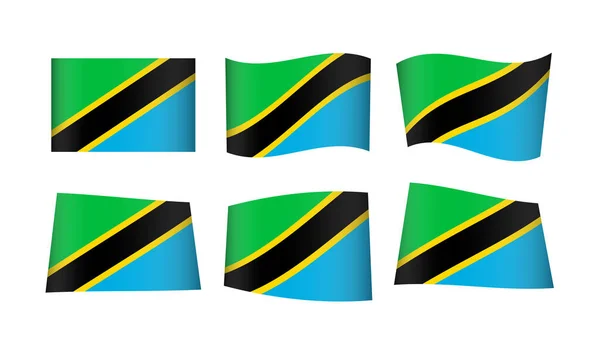 Vectorillustratie Set Vlaggen Van Tanzania — Stockvector
