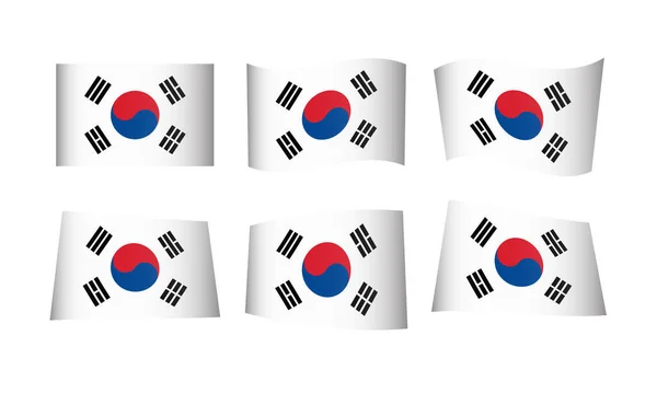 Vector Illustration Set Flags South Korea — Stock Vector