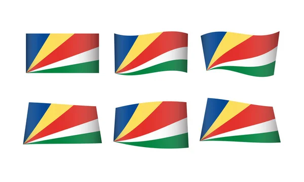 Ilustración Vectorial Conjunto Banderas Seychelles — Vector de stock