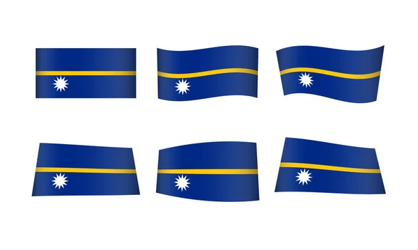 Illustrazione Vettoriale Insieme Bandiere Nauru — Vettoriale Stock