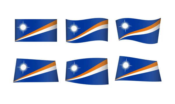 Ilustração Vetorial Conjunto Bandeiras Das Ilhas Marshall — Vetor de Stock
