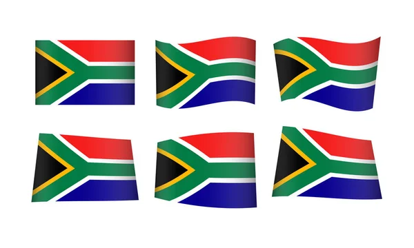Illustrazione Vettoriale Insieme Bandiere Del Sudafrica — Vettoriale Stock