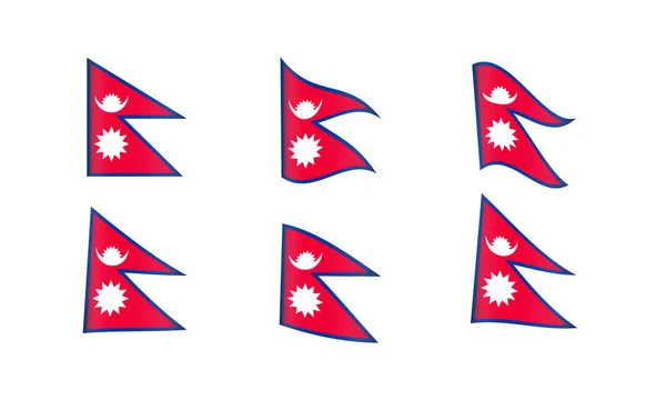 Ilustración Vectorial Conjunto Banderas Nepal — Vector de stock