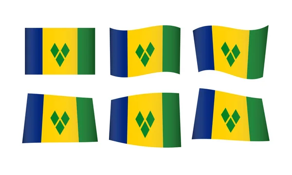 Illustrazione Vettoriale Insieme Bandiere Saint Vincent — Vettoriale Stock