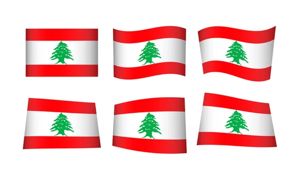 Illustration Vectorielle Ensemble Drapeaux Liban — Image vectorielle