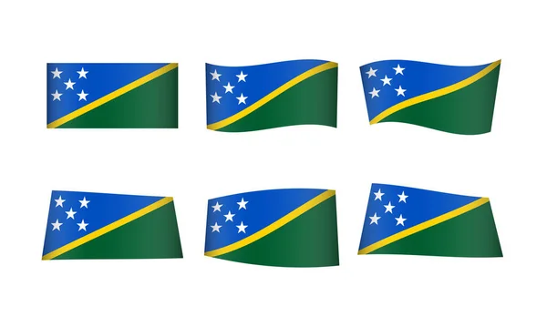 Ilustração Vetorial Conjunto Bandeiras Das Ilhas Salomão — Vetor de Stock