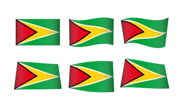Vectorillustratie Set Vlaggen Van Guyana — Stockvector