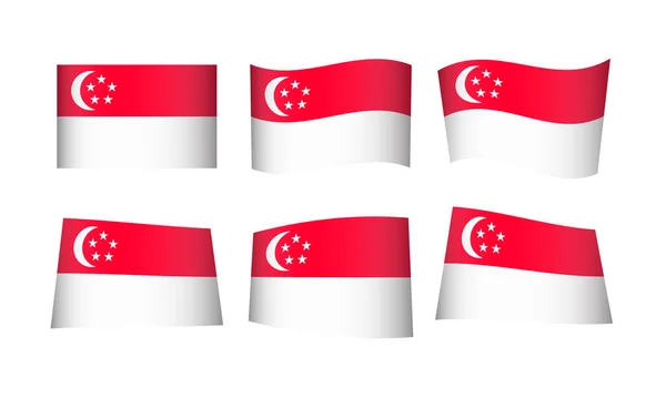 Ilustracja Wektor Zestaw Flag Singapur — Wektor stockowy