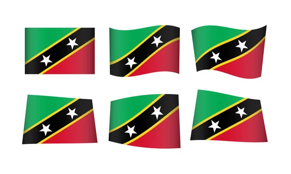 Vectorillustratie Set Vlaggen Van Saint Kitts Nevis — Stockvector