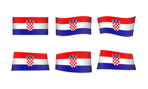 Ilustração Vetorial Conjunto Bandeiras Croácia — Vetor de Stock