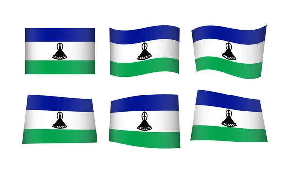 Vectorillustratie Set Vlaggen Van Lesotho — Stockvector