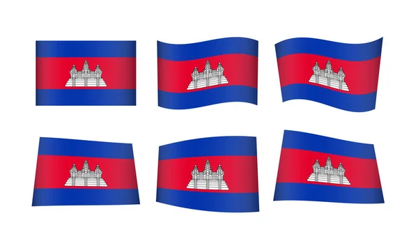Ilustração Vetorial Conjunto Bandeiras Camboja — Vetor de Stock