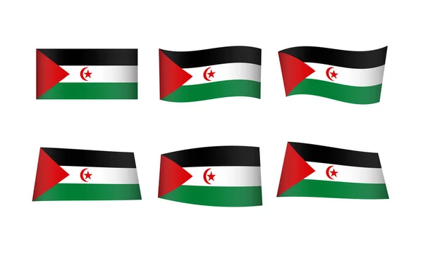 Ilustração Vetorial Conjunto Bandeiras República Democrática Árabe Saaraui — Vetor de Stock
