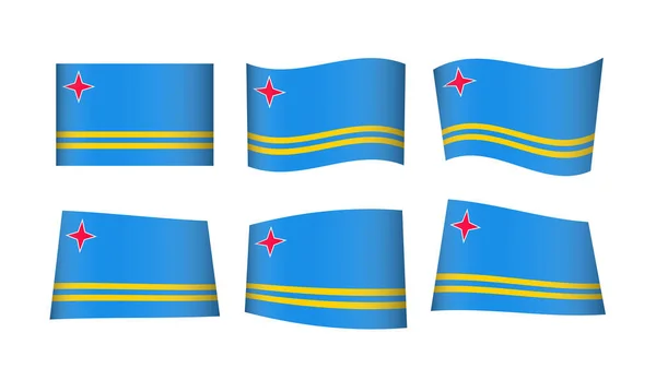 Ilustração Vetorial Conjunto Bandeiras Aruba — Vetor de Stock