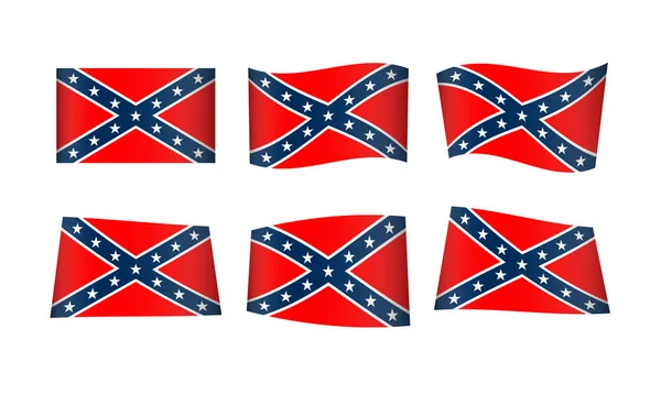 Vektor Illustration Uppsättning Flaggor Confederate States America — Stock vektor
