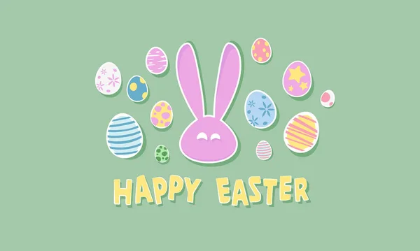 Happy Easter Greeting Card Bunny Ears Eggs — Stock Vector