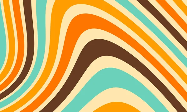 抽象的なヴィンテージ レトロ 60S 70S パターン審美的な背景の壁紙 波のカービー ビニールのカーブのイラスト ベクターのヒッピーの壁 — ストックベクタ