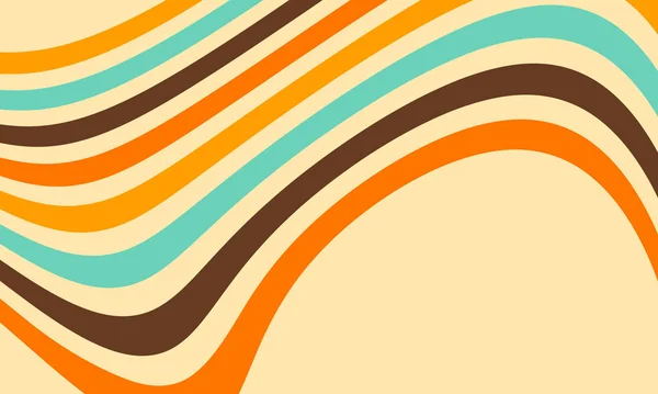 Abstract Retro Vintage 70S Wavy Lines Pattern Wallpaper Background — Stock Vector