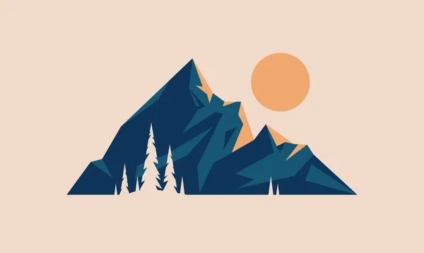 Mountain Icon Flat Style Vector Illustration — Image vectorielle