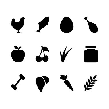 Evcil Gıda Beslenme İzole Edilmiş Vektör Simgeleri Şeffaf Arkaplan Ayarla