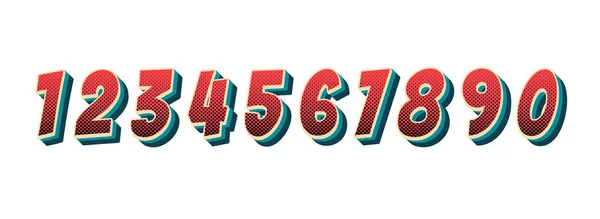 Classic Retro Cartoon 50S 60S Poster Text Vector Numbers Transparent — Stock Vector