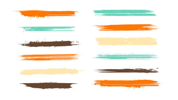 Цветной набор мазков кисти Vector Grunge Paint с прозрачным фоном PNG
