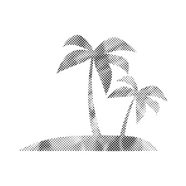 Halftone Paper Textured Tropical Island Silhouette Vector Icon Transparent Background clipart