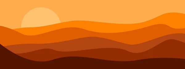 stock vector Wide Desert Sunset Landscape Simple Vector Illustration