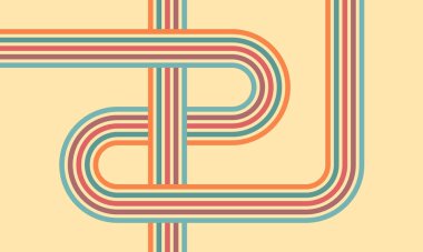 Retro 60 'lar Soyut Gökkuşağı Çizgileri Desen Vektör Duvar Kağıdı