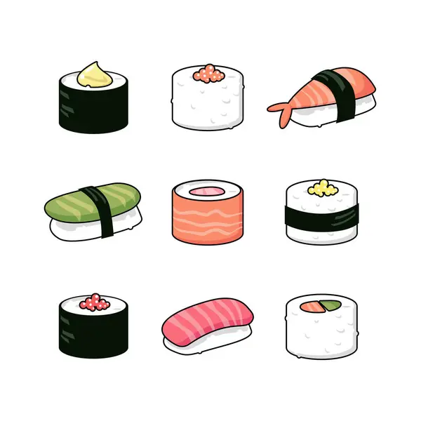 Biçimli Sushi Vektör Simgesi Şeffaf Arkaplan PNG Ayarla