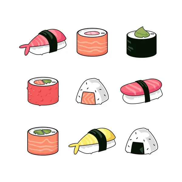 Biçimli Sushi Vektör Simgesi Şeffaf Arkaplan PNG Ayarla