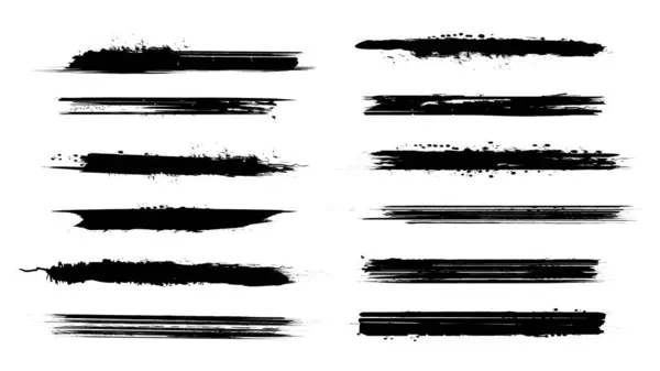 Grungy Vektör Elleri Boya Fırçası Vuruşu Katı Zorlanmış Mürekkep Çizgileri