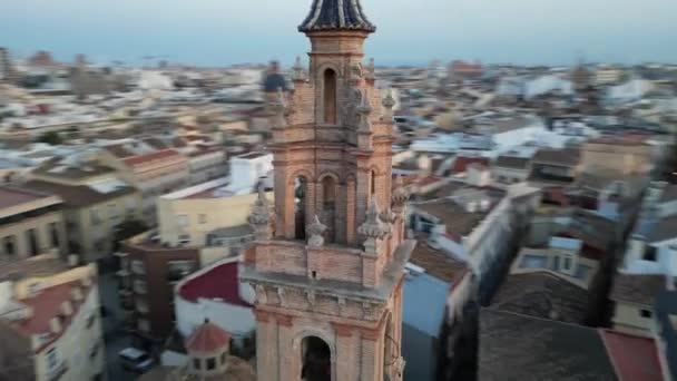 Аэросъемка Valencia Skyline Беспилотник Летящий Над Знаменитой Достопримечательностью Города Валенсия — стоковое видео