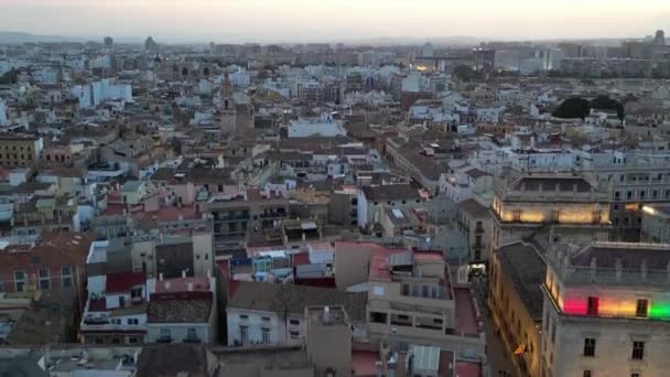 Plano Aéreo Valencia Skyline Avión Tripulado Volando Sobre Famosa Ciudad — Vídeos de Stock