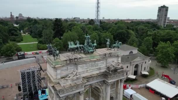 Arco Della Pace Triumpfbogen Von Mailand Talya Nın Milano Kentinde — Stok video