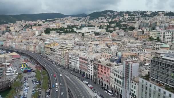 Génova Drone View City Skyline Genoa Italia Hecho Julio 2023 — Vídeos de Stock