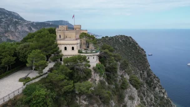 Cte Azur Γαλλική Riviera Θέα Βουνό Κάστρο Drone Στο Cte — Αρχείο Βίντεο