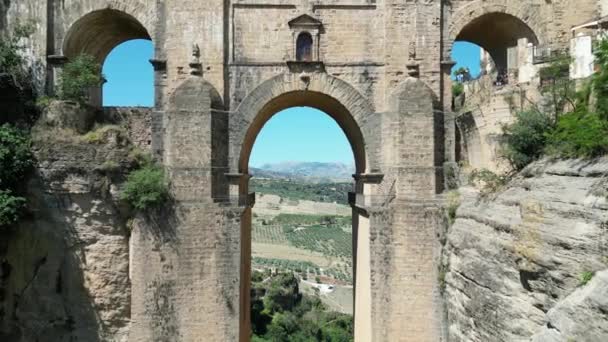 Bridge Ronda Drone View Ronda Spanje Gemaakt Juli 2023 — Stockvideo