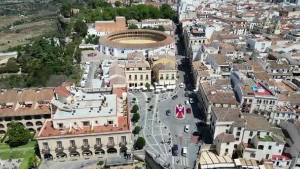 แหวนว วในรอนด Plaza Toros Ronda ภาพโดรนในรอนด สเปน ตในเด อนกรกฎาคม 2023 — วีดีโอสต็อก